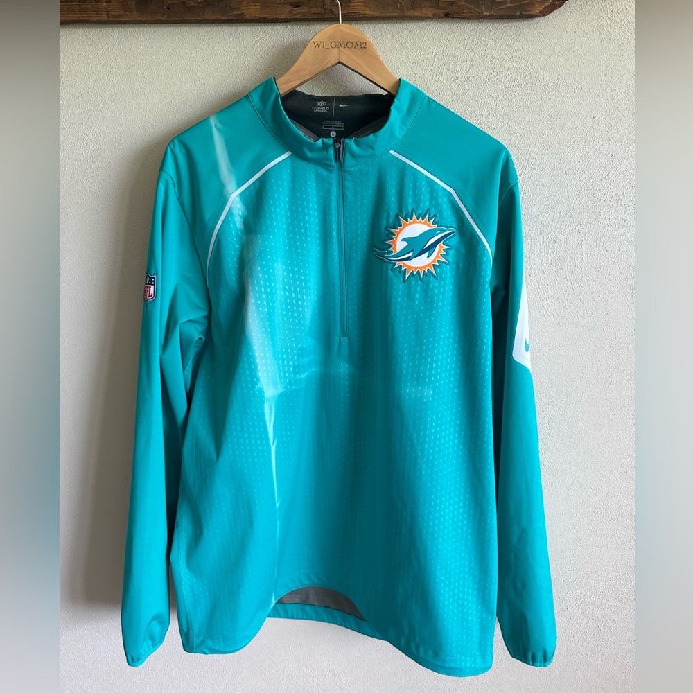 Miami Dolphins NFL NIKE On Field 1/2 Zip Windbreaker‎ Large